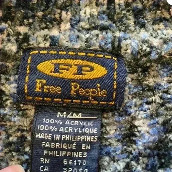 Vintage Y2K Free People Shades Of Blue Collared Zip Up Cardigan Size Medium - Picture 6 of 8